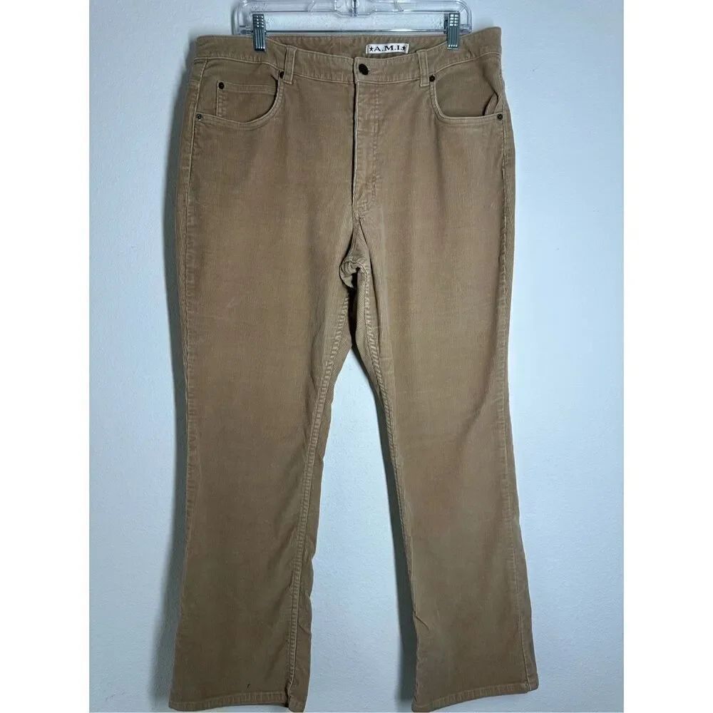 A.M.I. Women’s Corduroy Straight Leg Beige Pants Size 16